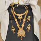 Antique Matte Finish Gold 2 Jewellery Set And Earring With Maangtika (2)