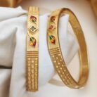 Leaf Pattern Gold Bangles for Women – Traditional Artificial Jewellery