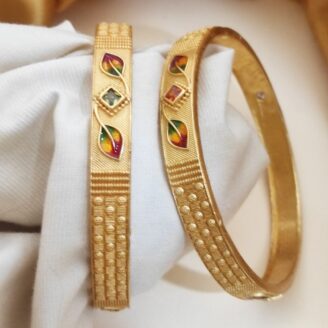 Leaf Pattern Gold Bangles for Women – Traditional Artificial Jewellery