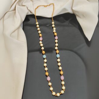 Classic Multi-Bead Matte Gold Necklace – ethnic matte finish beaded necklace for women