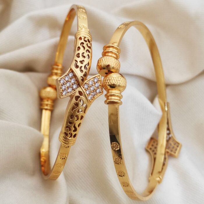 Designer Cutwork Bracelets – Gold Kada with Intricate Cutwork Design
