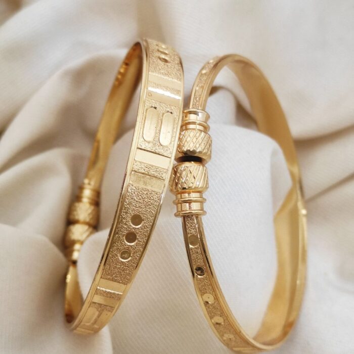 Textured Gold Kadli Bangles – Designer Gold Kada with Textured Detailing