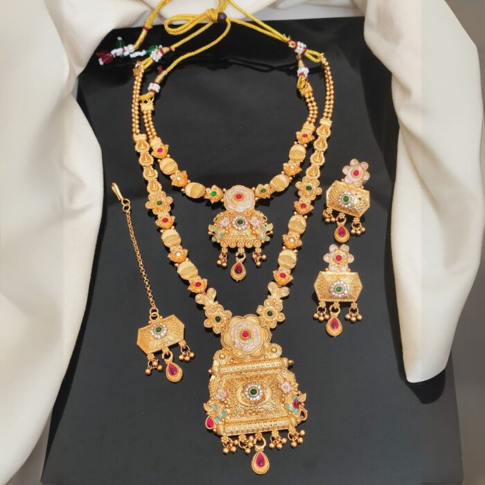 Gold Plated Long Short Necklace Combo (1)