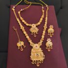 Gold Plated Long and Short Necklace Combo Set – bridal ethnic jewellery