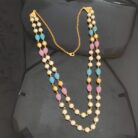 Mint Green & Pink Beads Fusion Necklace