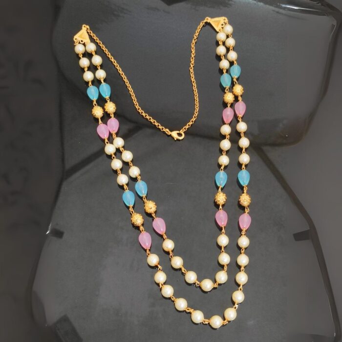 Mint Green & Pink Beads Fusion Necklace