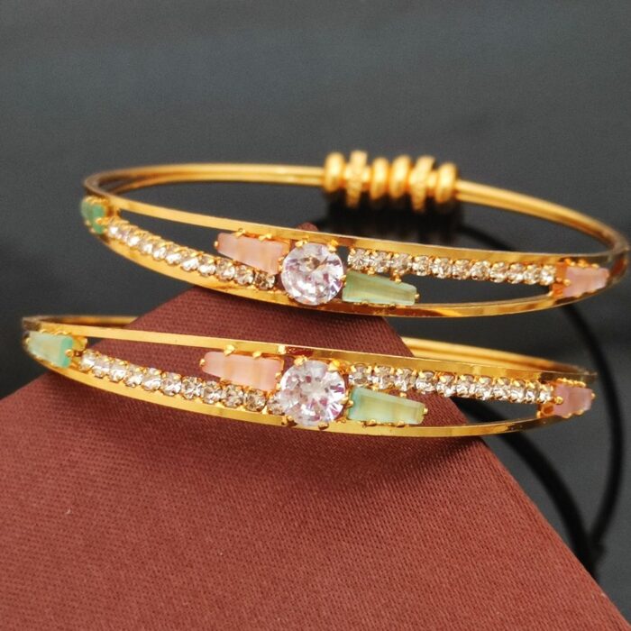 Multicolor Stone Studded Bangles – Artificial Jewellery Store | Colorful Gold-Plated Bangles for Women