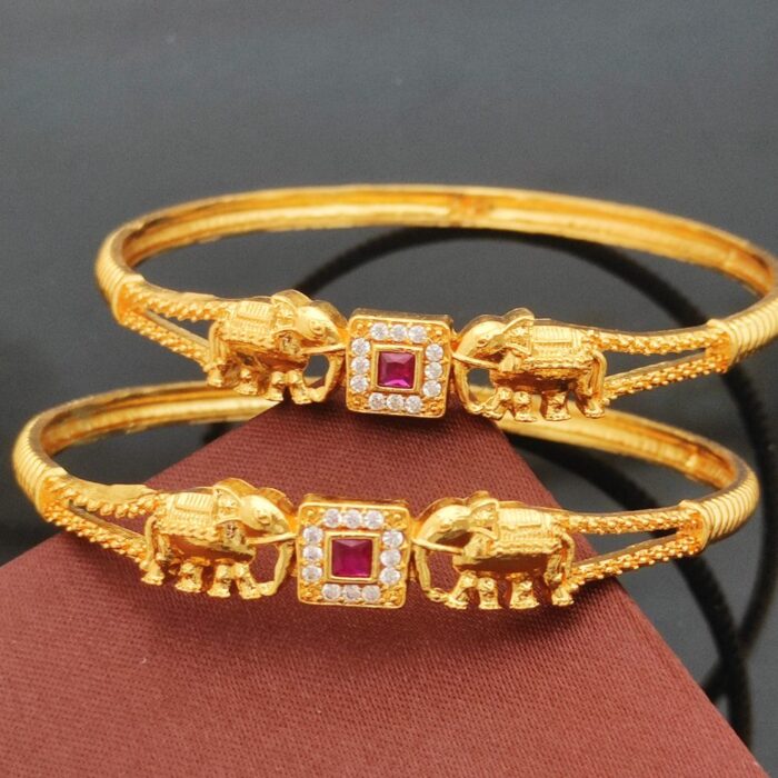 Elephant Design Gold Bangles – Traditional Ethnic Jewellery