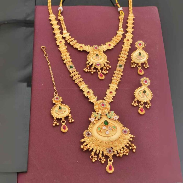 Stone Studded Double Layer Antique Set (2)