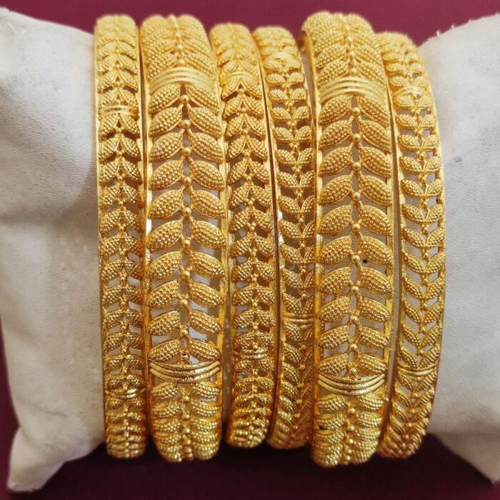 Traditional Brass Gold-Plated Ethnic Bangles Kada Sets For women (3)