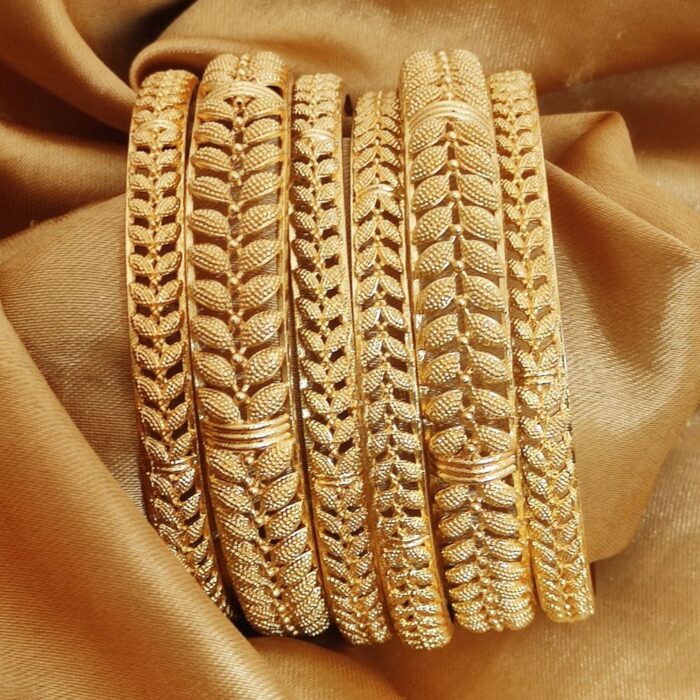 Traditional Brass Gold-Plated Ethnic Bangles Kada Sets For women (4)