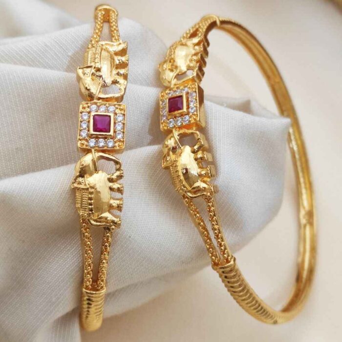 Traditional Gold Plated Free Size Bangle (2)