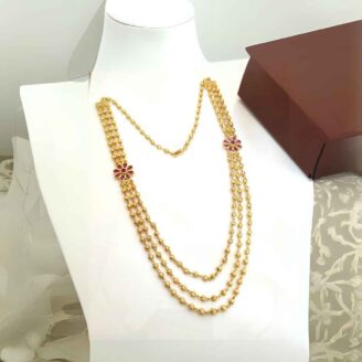 Traditional Mag Moti Golden Mala with pearls and gold-tone finish