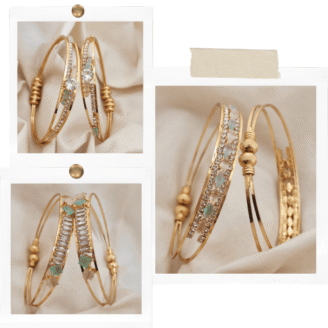 Gold Plated Stone Bangles Combo with Sparkling Stones for Women
