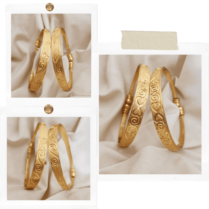 Golden Grace Bangles Combo Set in Glossy Gold Finish for Women